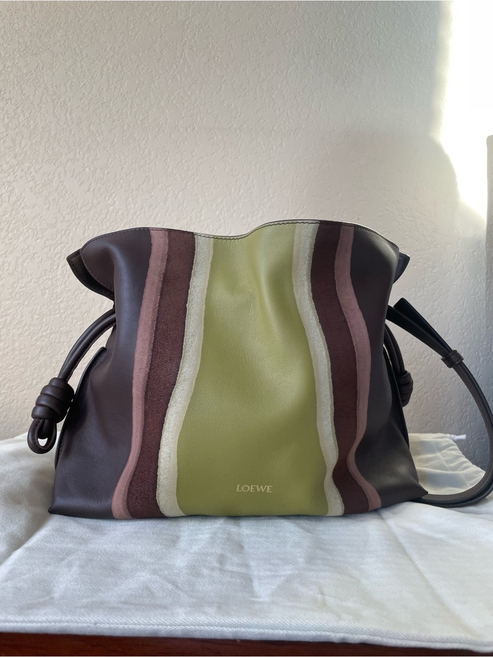Loewe Flamenco Medium in Nappa Leather chocolate Moss Olive Shoulder Bag
